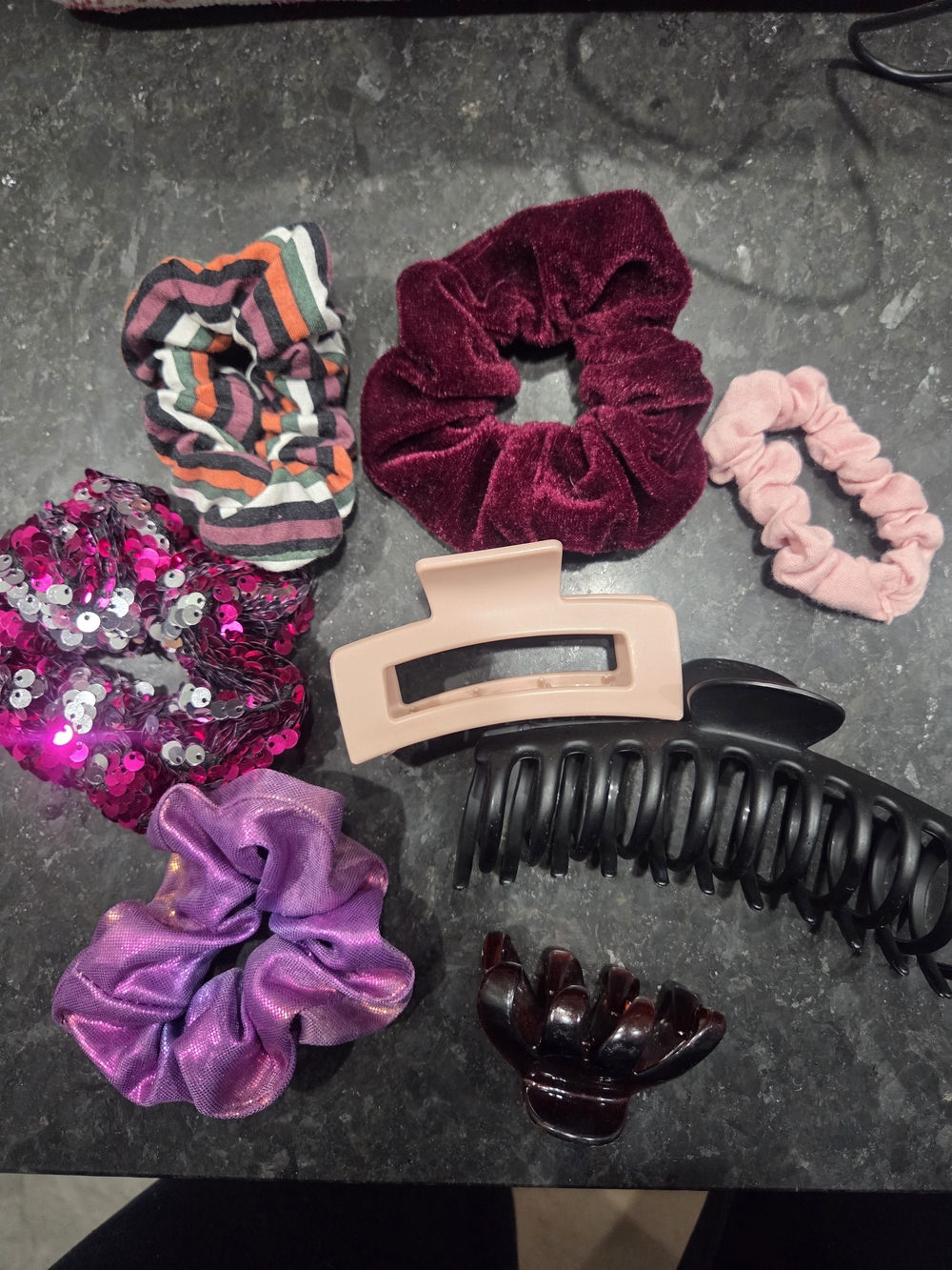 Assorted Women's Hair Accessories Set - Pink, Burgundy, Black, Purple